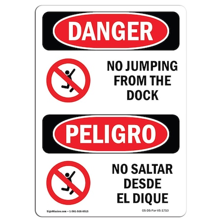 Signmission OSHA Sign, No Jumping From Dock Bilingual, 14in X 10in Rigid Plastic, 10" W, 14" L, Spanish OS-DS-P-1014-VS-1710